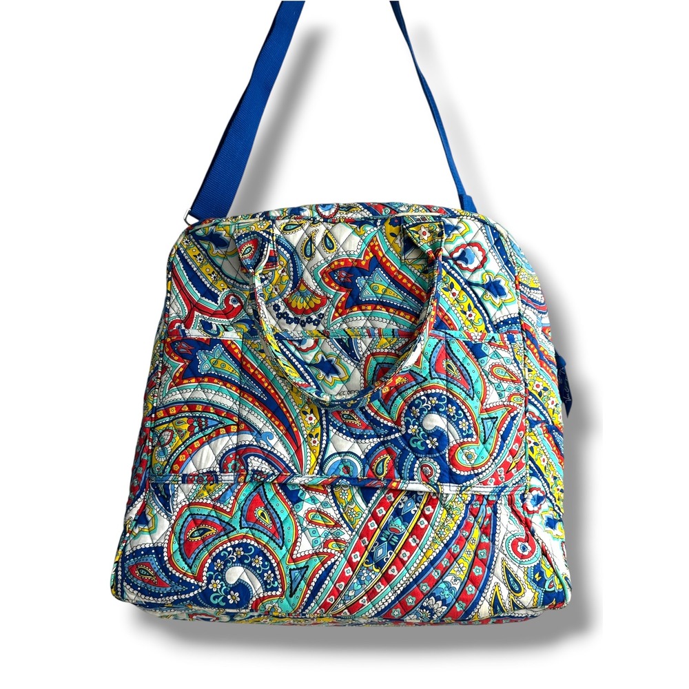 Vera Bradley Tote Bag Set Women Large Marina Paisley Like New Crossbody - Picture 2 of 11